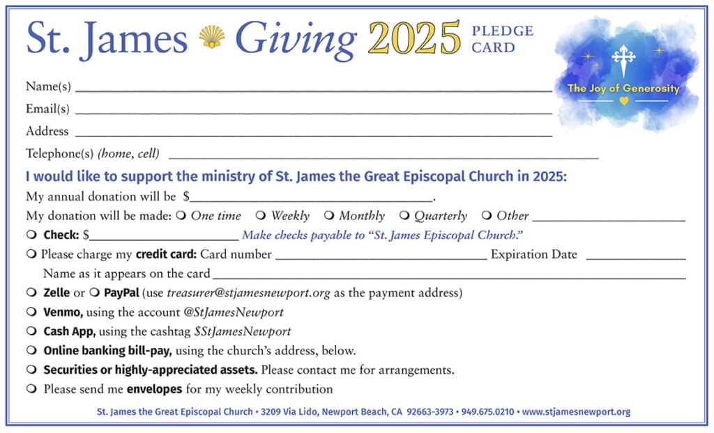 2025 Giving (Pledge) Card for St. James